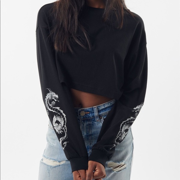 Garage black sweatshirt with dragon art sleeves - Picture 1 of 4